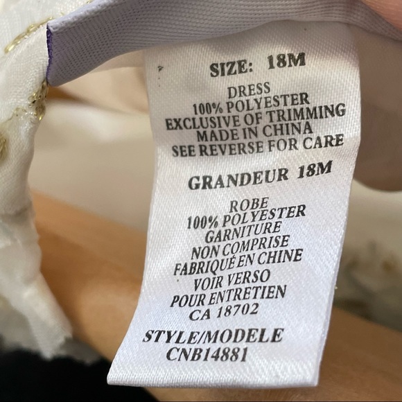 Blueberi Boulevard Girl’s Gold and White Formal Occasion Ruffle Dress Size 18m - Picture 8 of 10